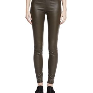 Helmut Lang Lamb Leather Leggings, Color is Marsh